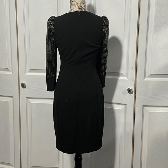 Women's Calvin Klein Scuba Crepe Sheath with Beaded 3/4 Sleeves - Picture 6 of 12